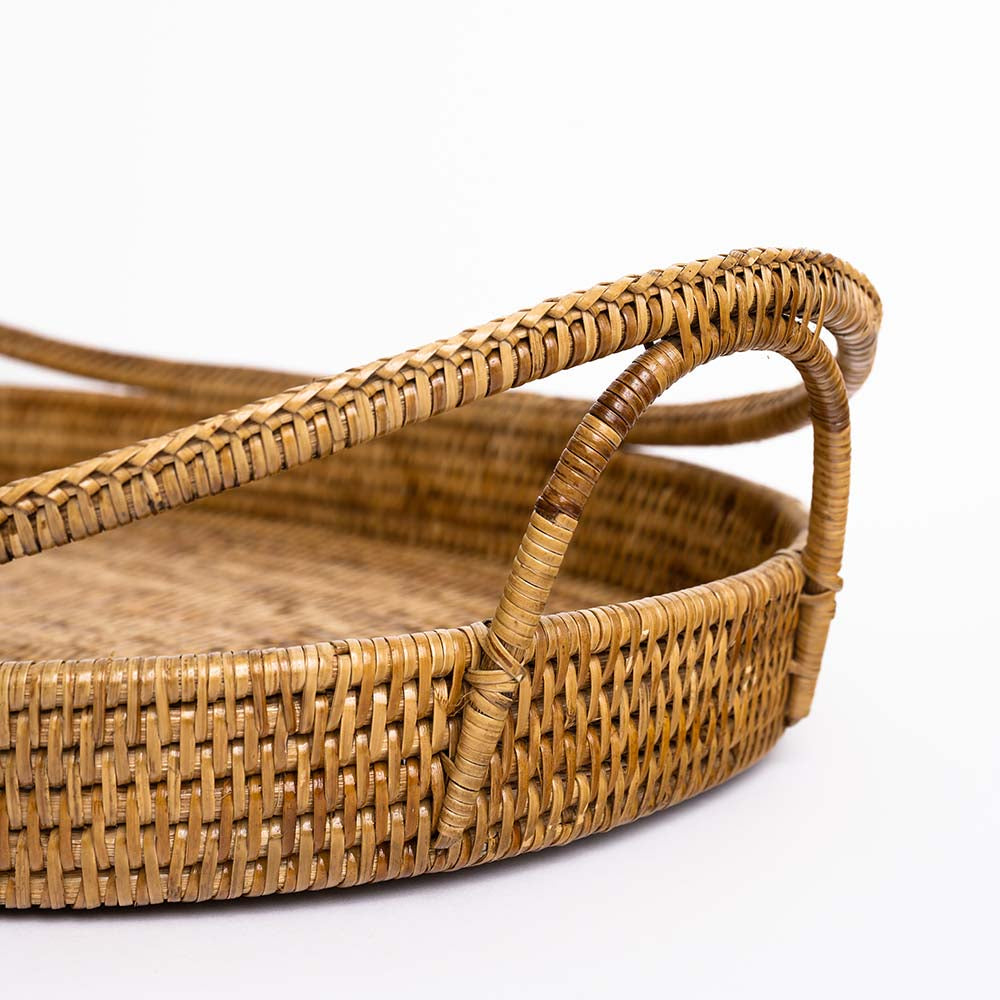 Pomegranate Woven Rattan Serving Tray