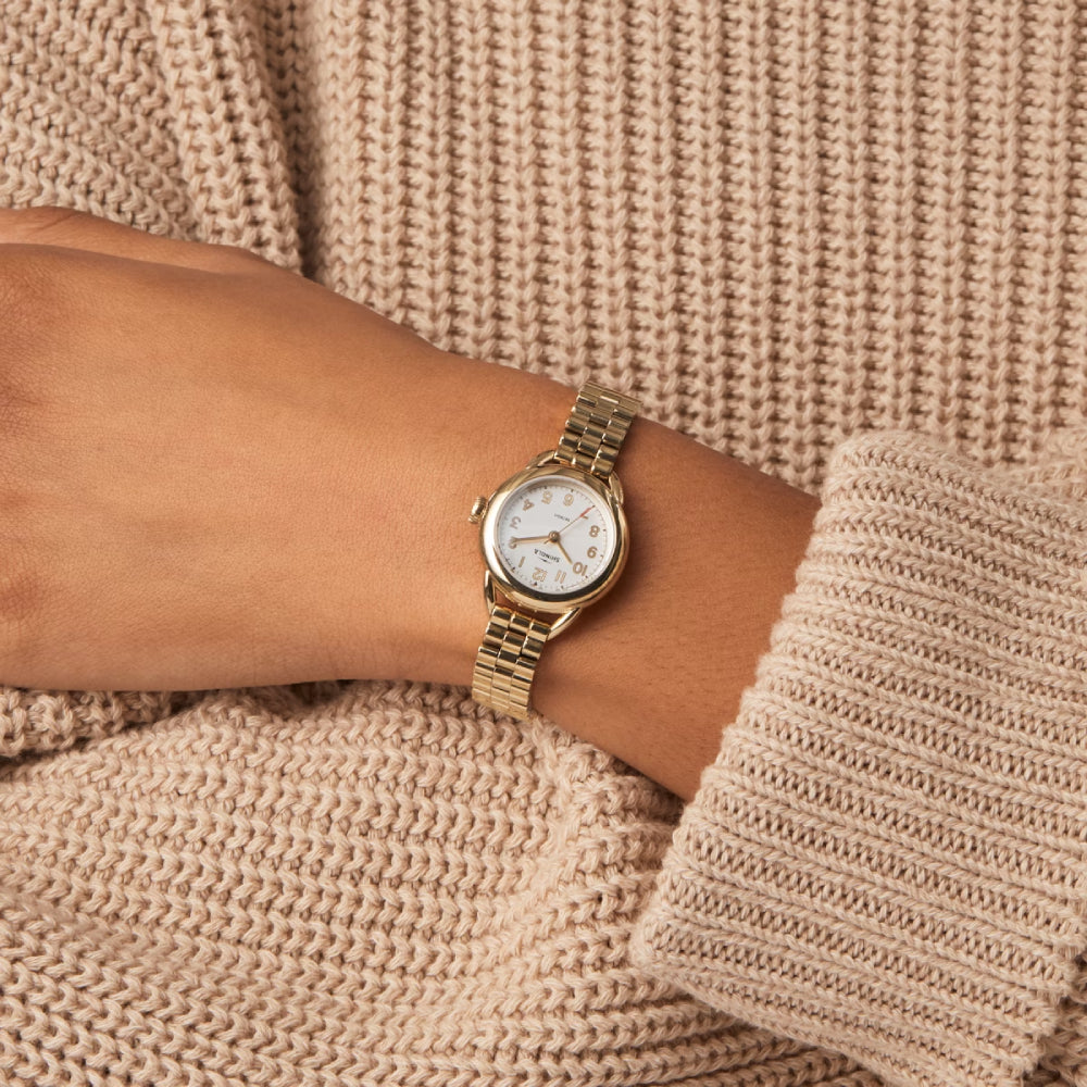 Shinola "The Shinola Runabout" Gold-Tone Quartz Watch - Silver Dial