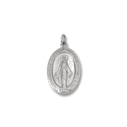 Sterling Silver Oval Miraculous Medal, 20x13mm