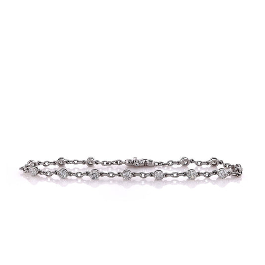 14k White Gold 7" 13 Prong-Set Diamond Bracelet