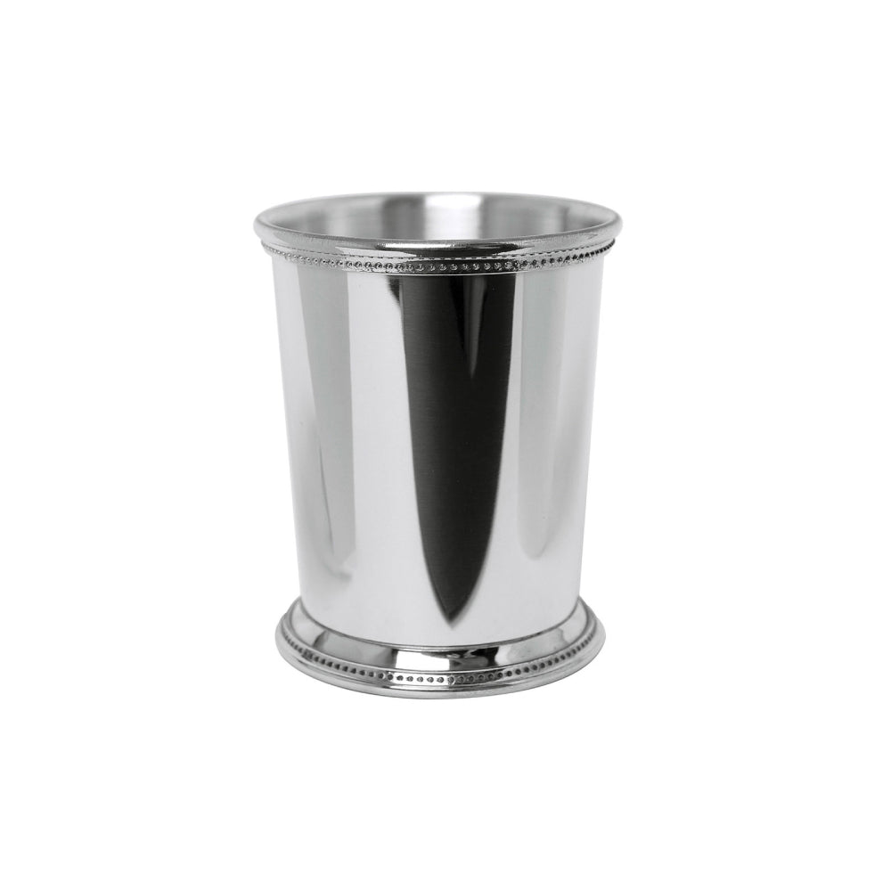 Silver mint julep cup on a white background
