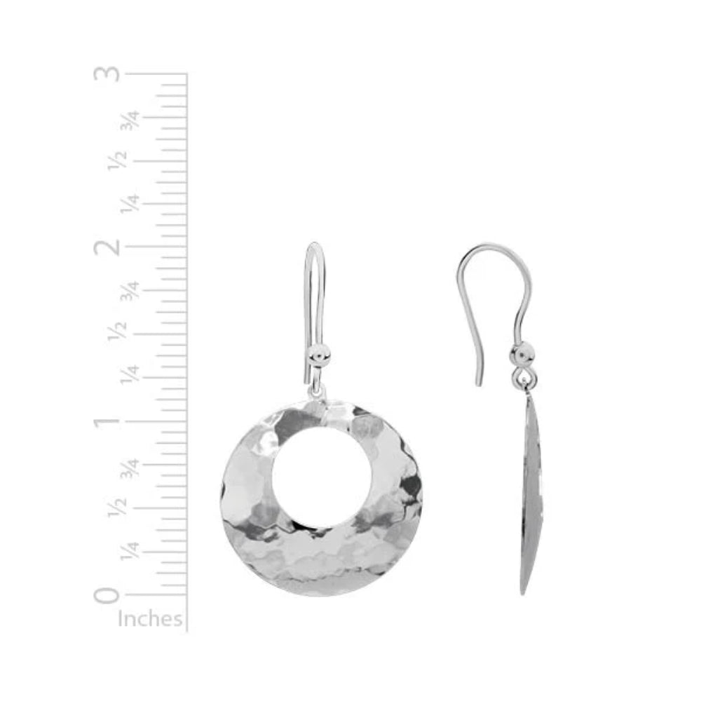 Sterling Silver Hammered Drop Hoop Earrings