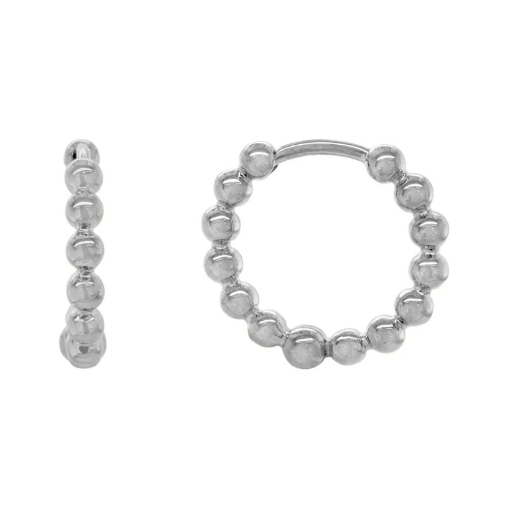 Sterling Silver Beaded Hoop Earrings