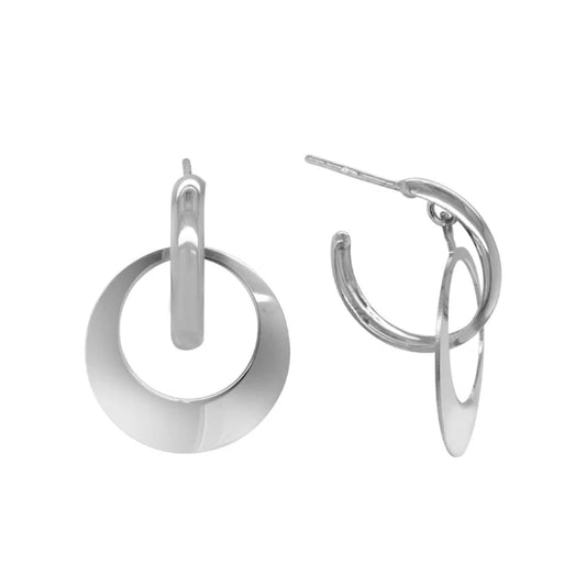 Sterling Silver Hoop Drop Earrings