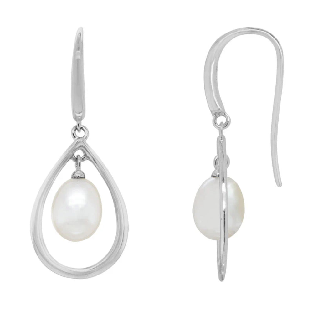 Sterling Silver Pearl Teardrop Earrings