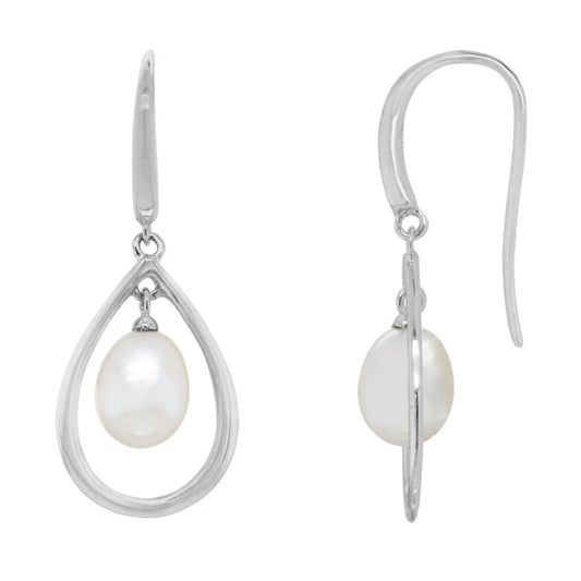 Sterling Silver Pearl Teardrop Earrings