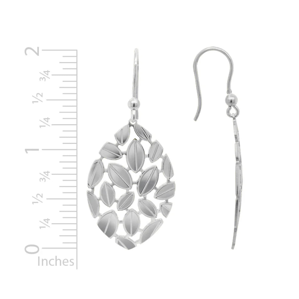 Sterling Silver Mosaic Leaf Drop Earrings