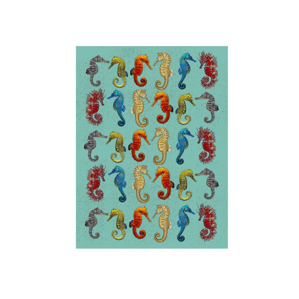 Alphie and Ollie Sea Horse Cotton Flour Sack Kitchen Towel