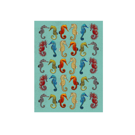 Alphie and Ollie Sea Horse Cotton Flour Sack Kitchen Towel