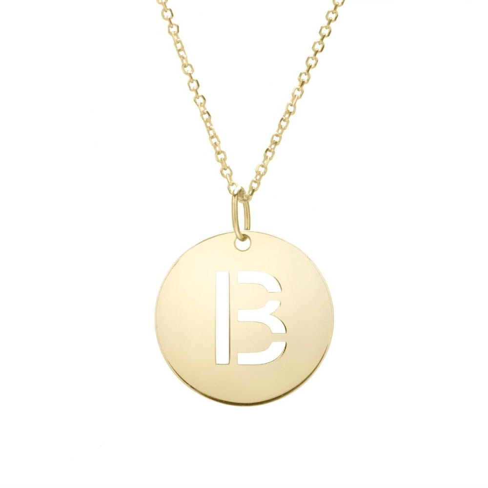 14k Disc Pendant Initial Series - ALL LETTERS