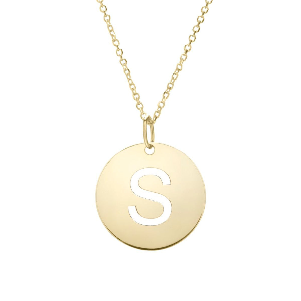 14k Disc Pendant Initial Series - ALL LETTERS