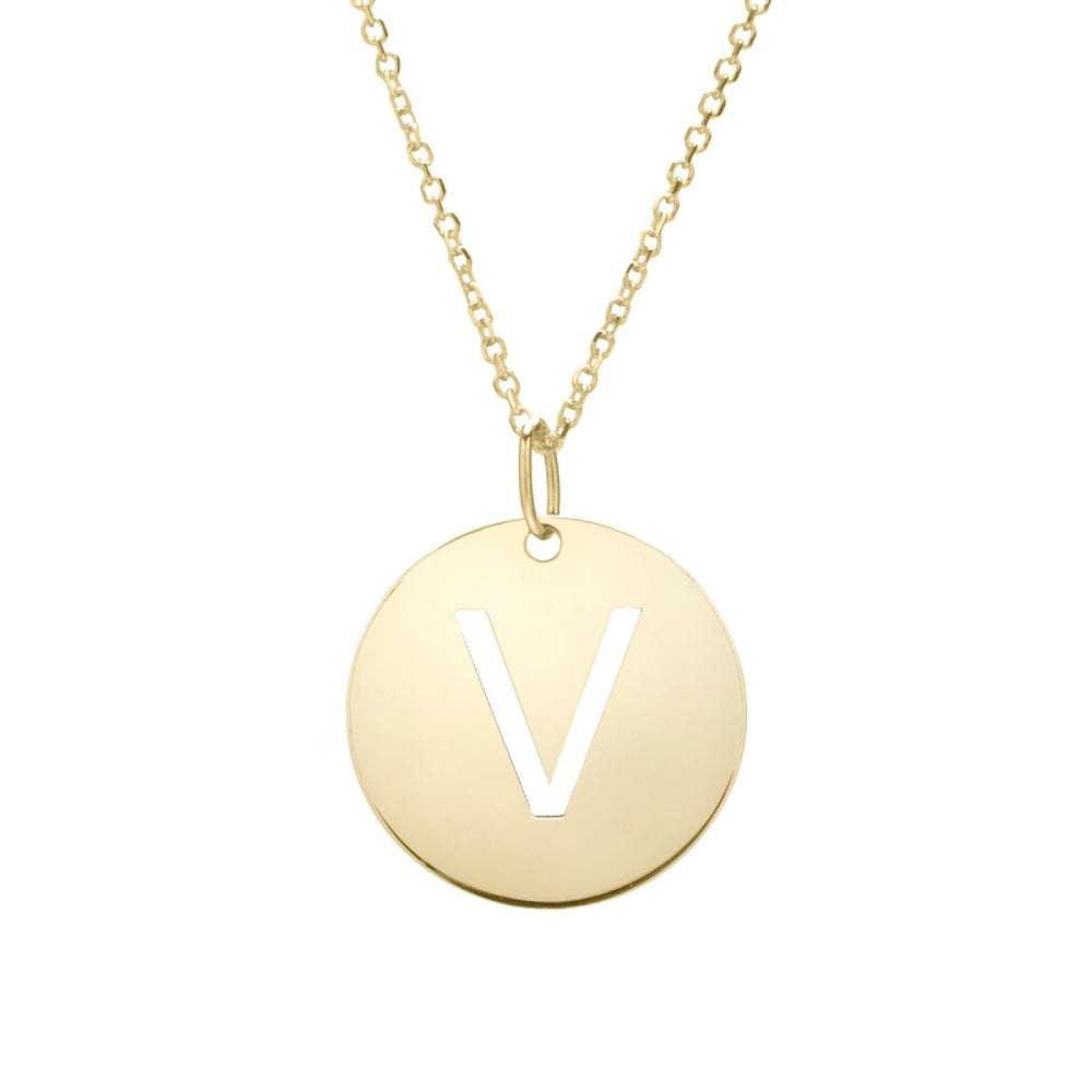 14k Disc Pendant Initial Series - ALL LETTERS