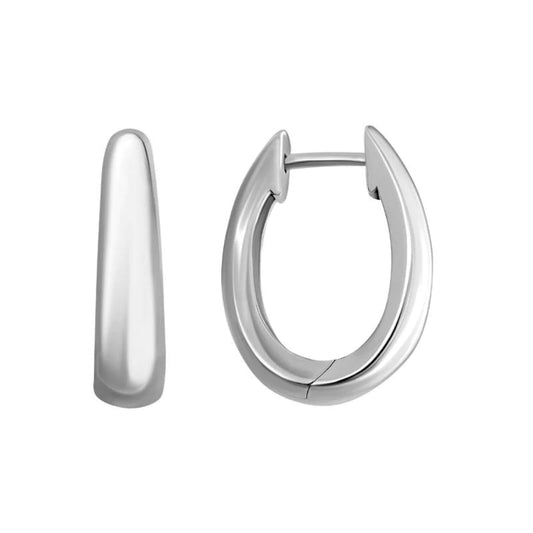 Sterling Silver Oval Huggie Hoops