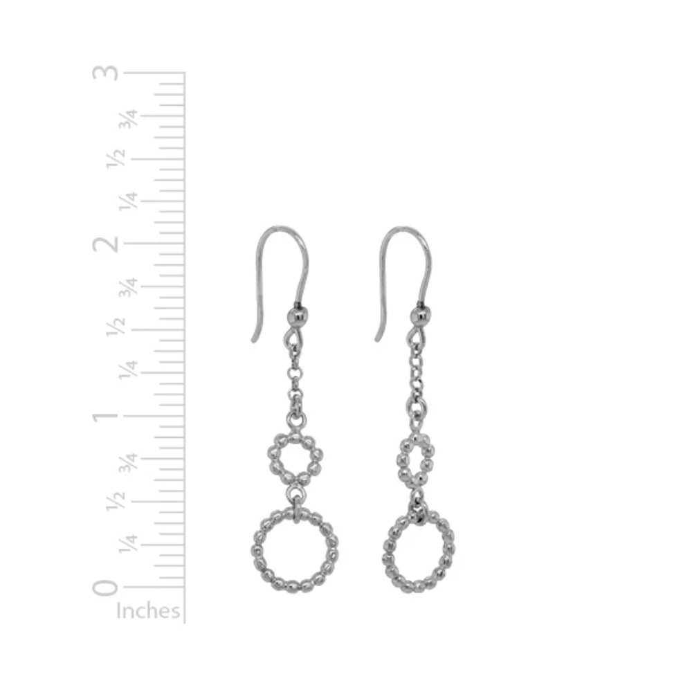 Sterling Silver Beaded Circles Dangle Earrings