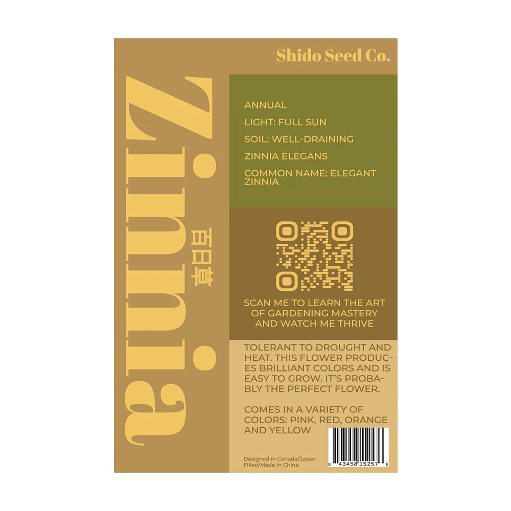 Shido Seed Zinnia Flower Seeds Packet