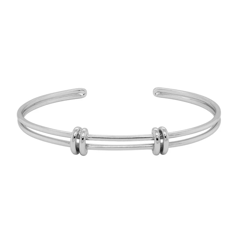 Silver bangle on a white background