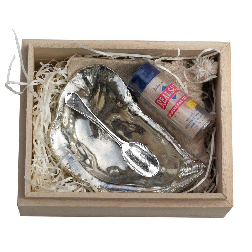 Salisbury Oyster Salt Cellar, Spoon, and Salt Gift Set