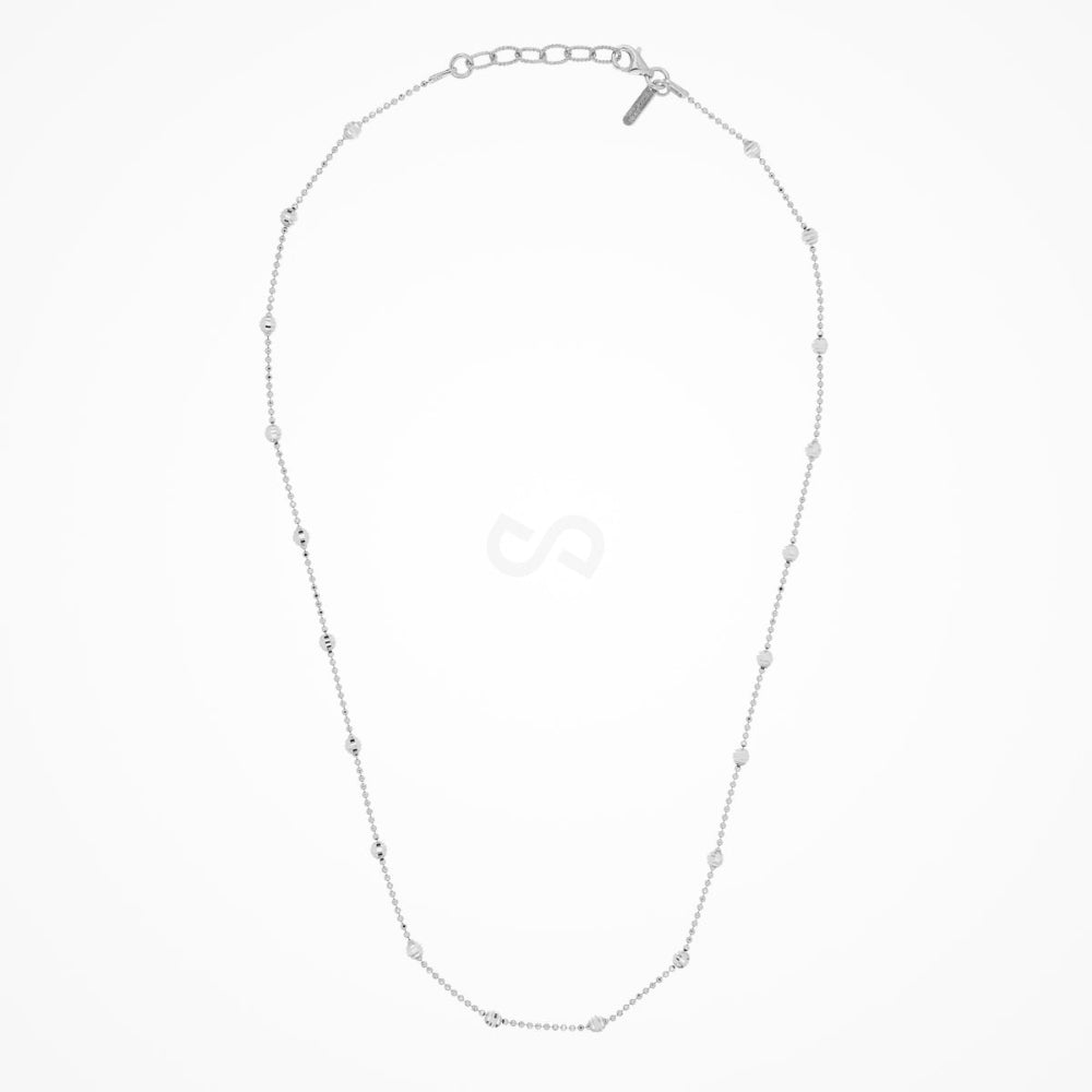 Desmos "Shine"  Sterling Silver Diamond-Cut Bead Station Necklace