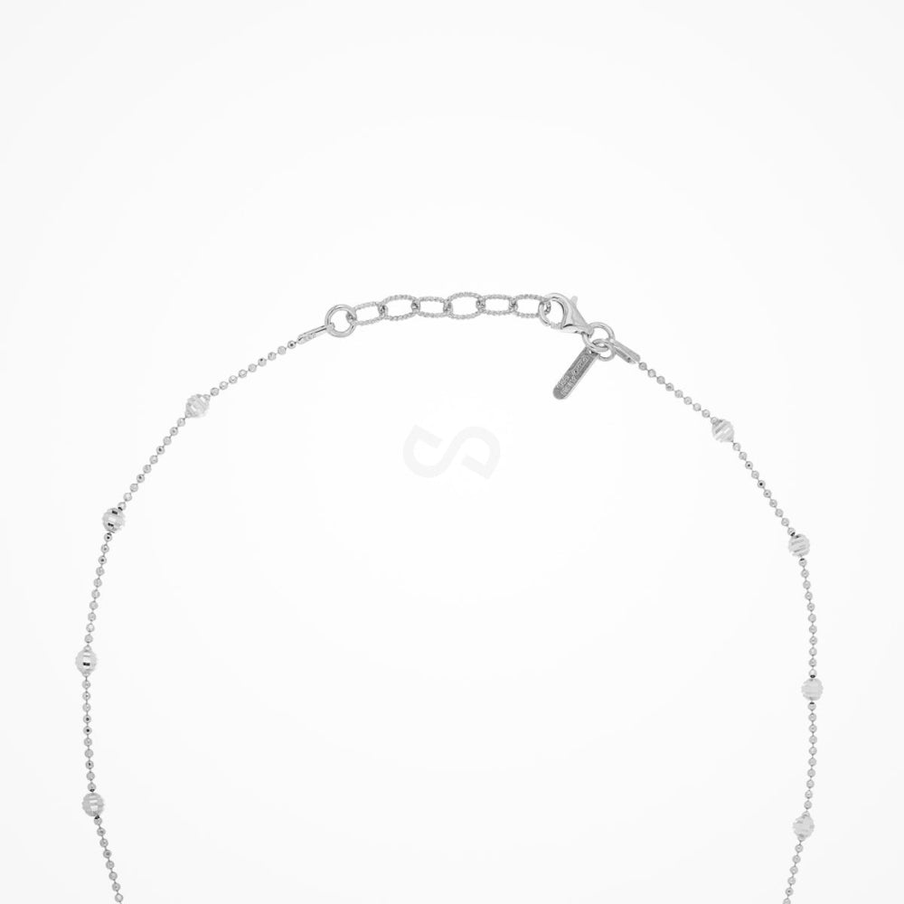 Desmos "Shine"  Sterling Silver Diamond-Cut Bead Station Necklace