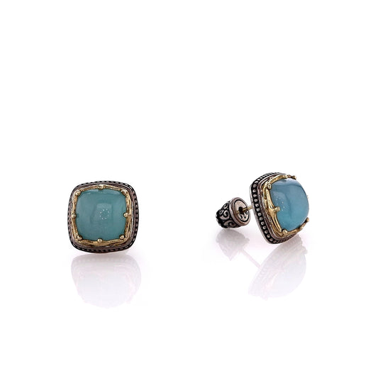 Konstantino Two-Tone Aurora Aquamarine Doublet Stud Earrings