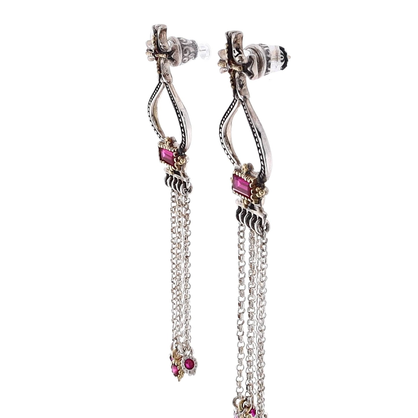 Konstantino Dome Corundum Tassle Earrings