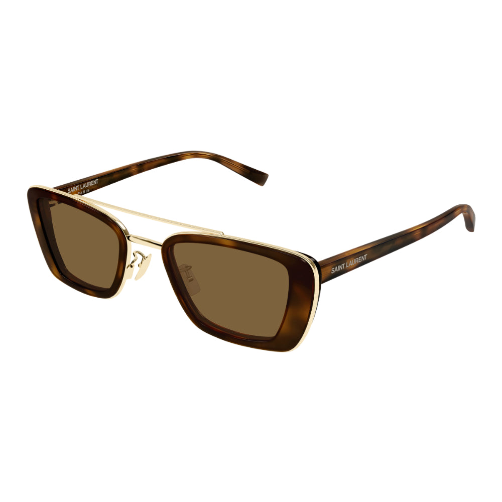 Sunglasses with brown lenses and tortoiseshell frame on a white background