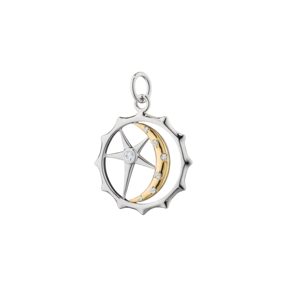 MRK "My Sun, Moon, and Stars" Two-Tone Charm with White Sapphires