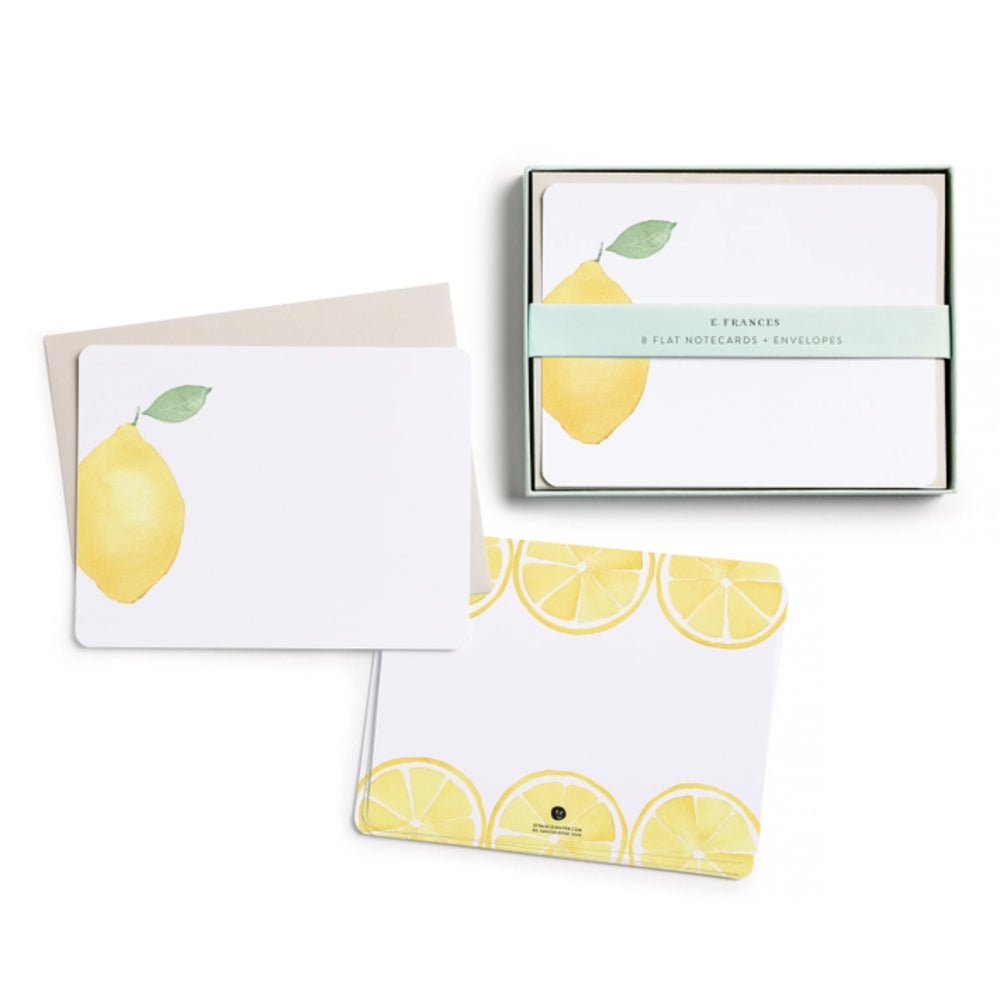 Note cards with lemon design on a white background.