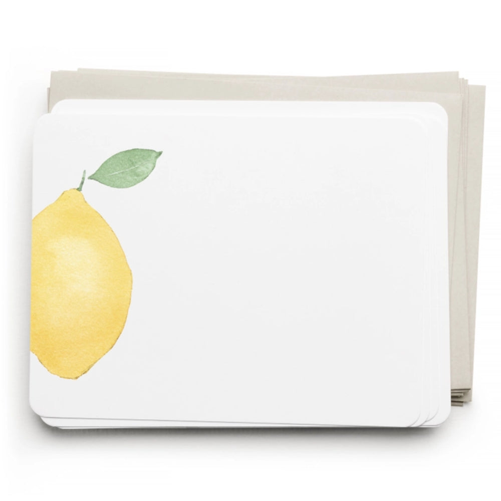 Note cards with lemon design on a white background.