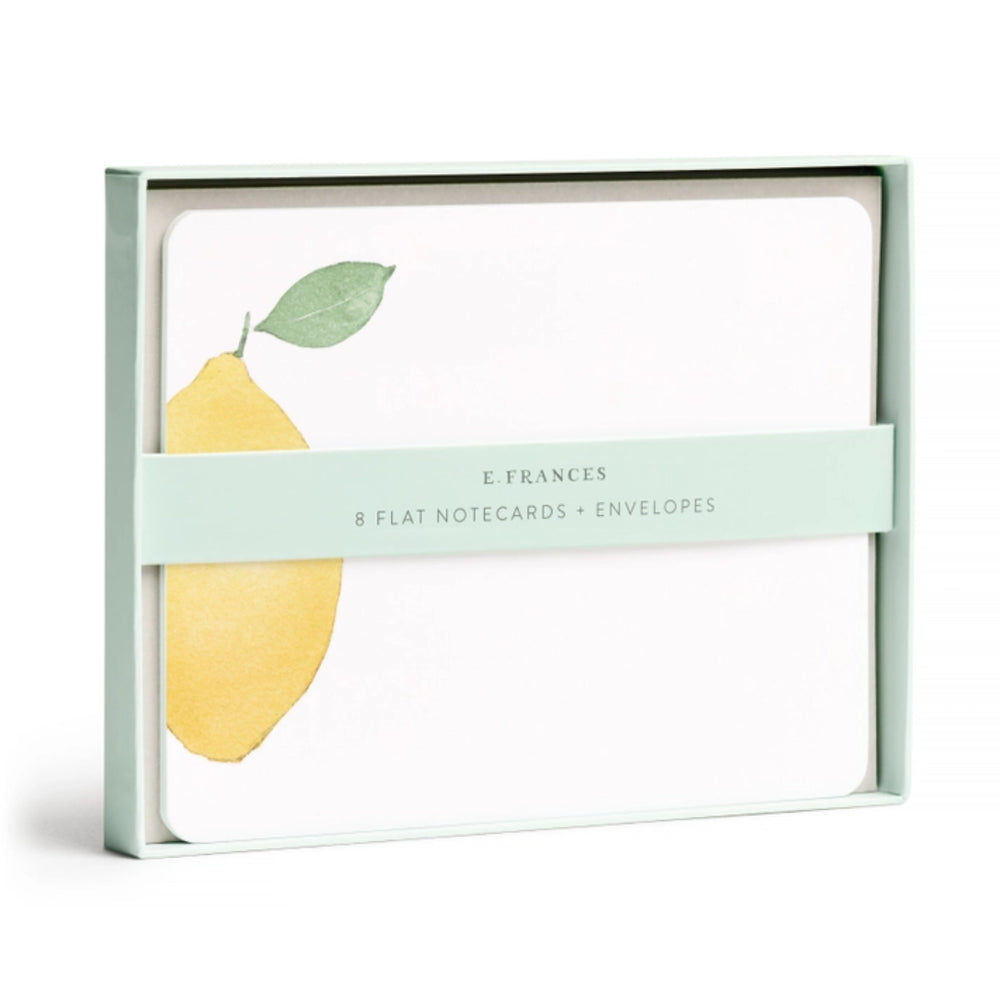 Pack of notecards with a lemon design on a white background.