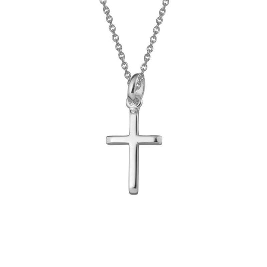 Sterling Silver Beveled Tip Cross Necklace