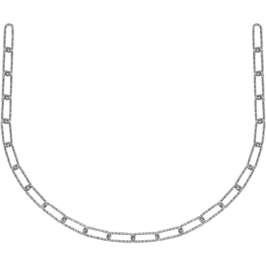 Sterling Silver Textured Paperclip Link Necklace