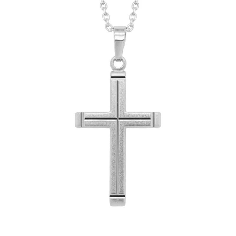 Sterling Silver Polished Cross Pendant Necklace