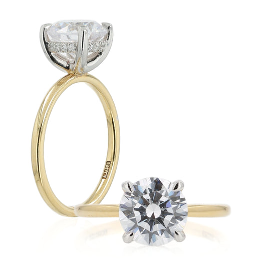 A. Jaffe 18k Gold Round Diamond Center Engagement Ring with Hidden Halo