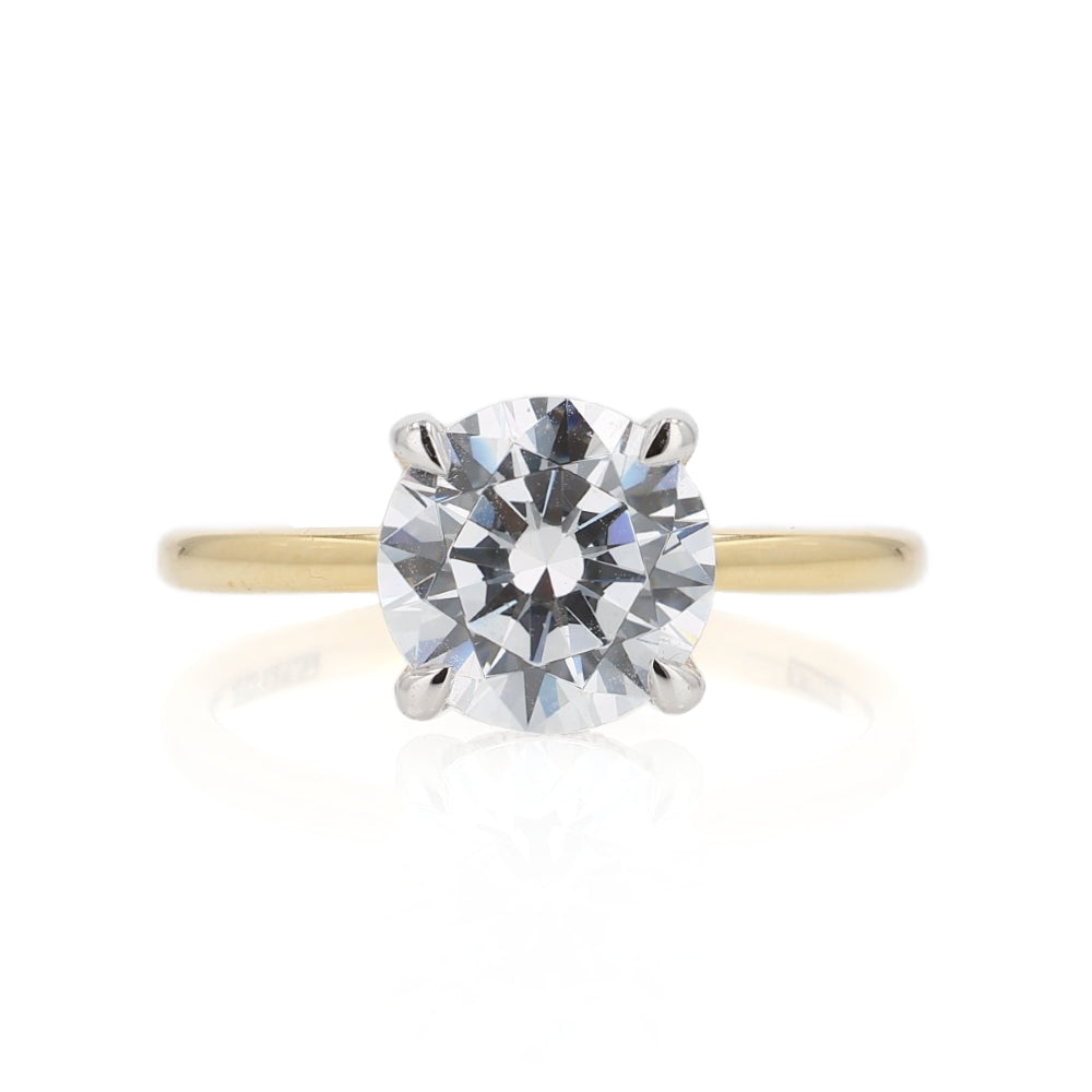 A. Jaffe 18k Gold Round Diamond Center Engagement Ring with Hidden Halo