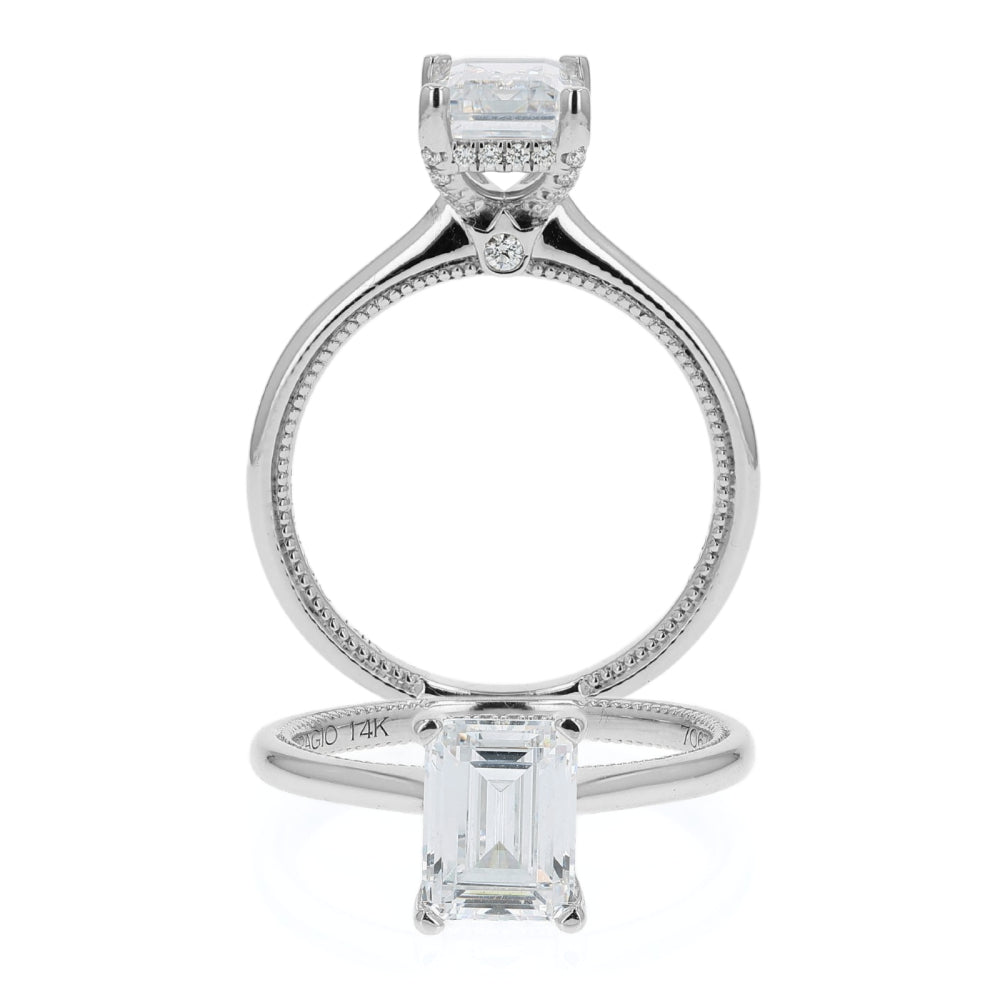 Verragio Renaissance 14k Gold Emerald Cur Diamond Solitaire Engagement Ring