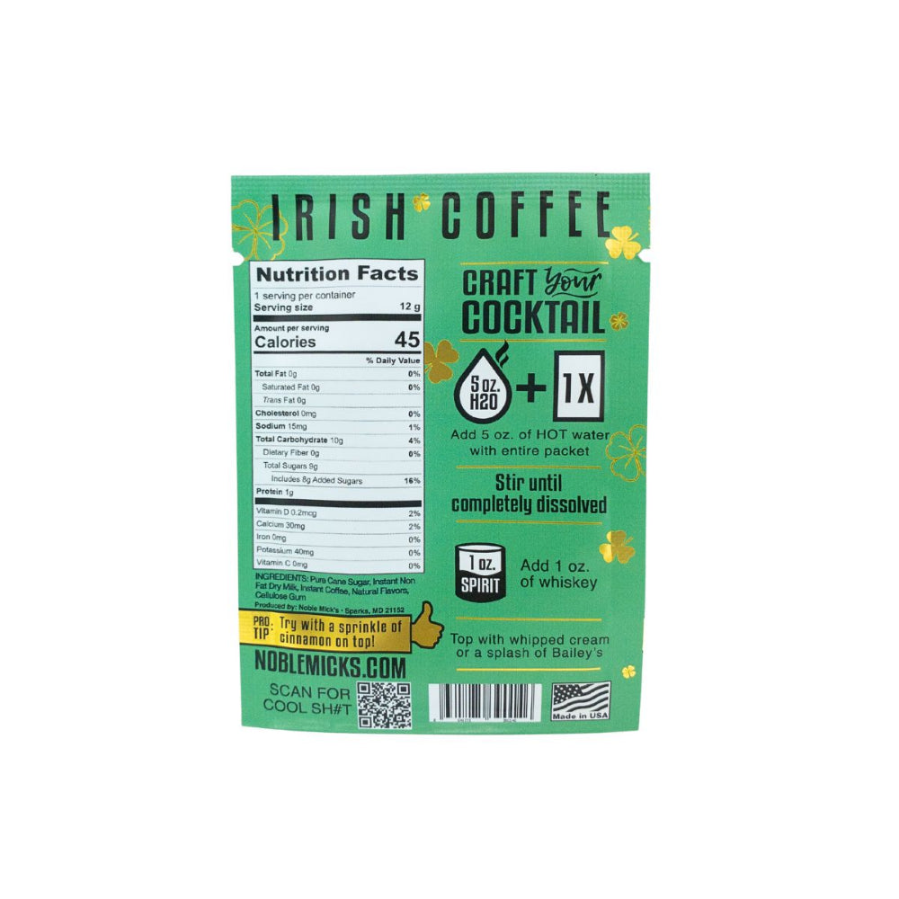 Noble Mick's Irish Coffee Single Serve Craft Cocktail