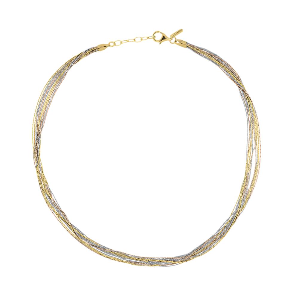 Desmos Spark Tri-Tone Multi Strand Necklace
