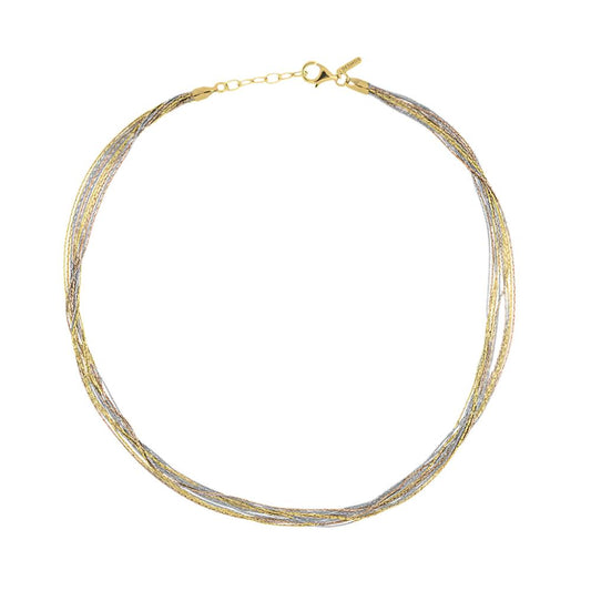Desmos Spark Tri-Tone Multi Strand Necklace
