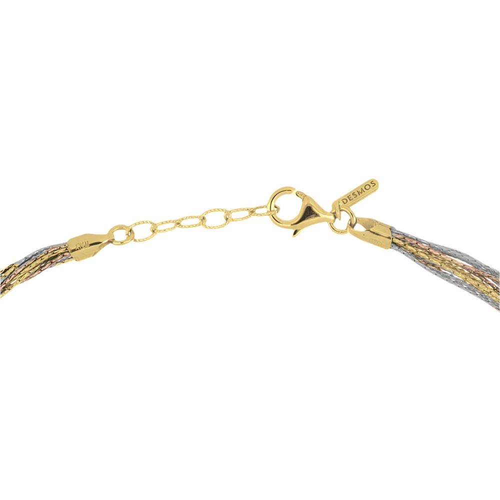 Desmos Spark Tri-Tone Multi Strand Necklace