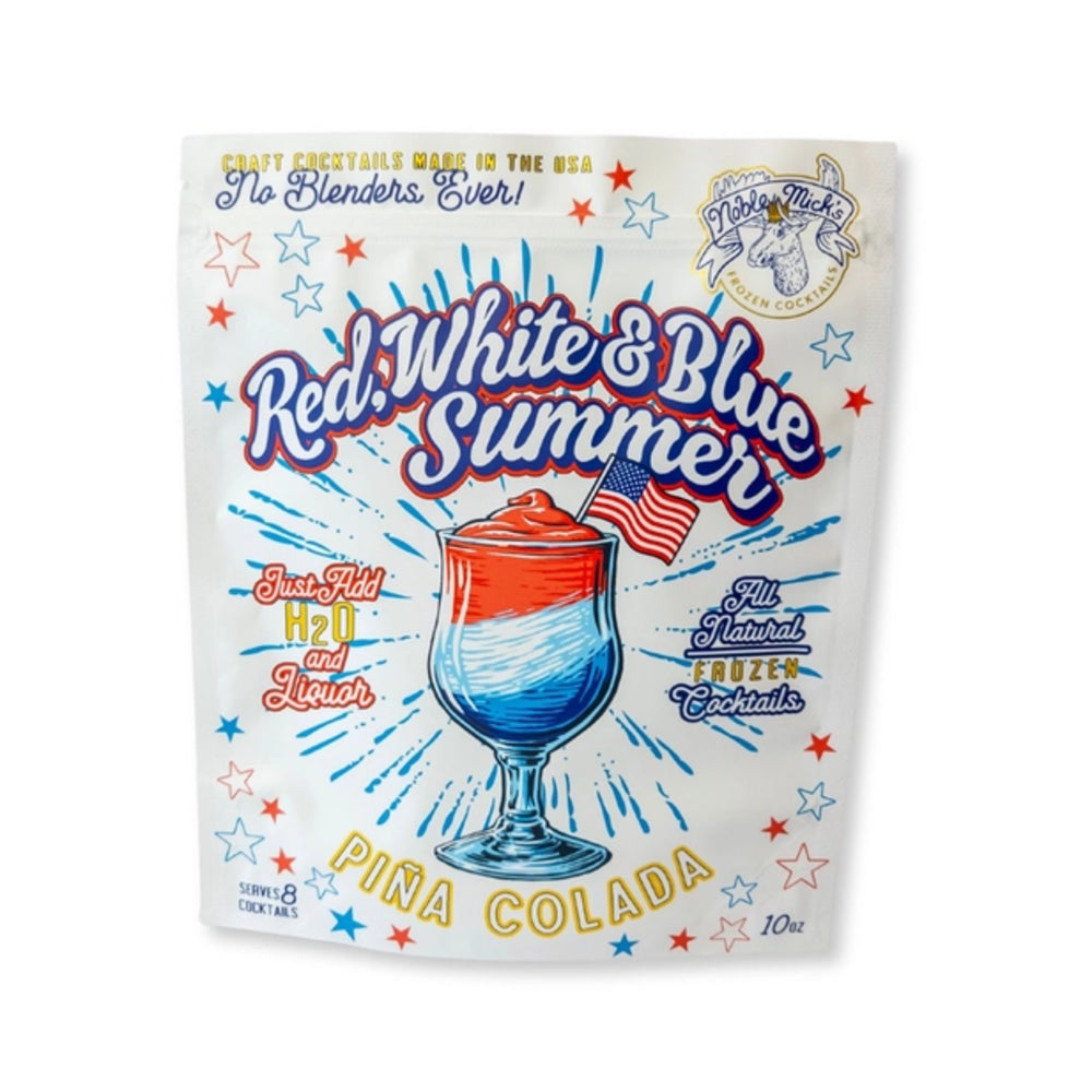 Packaging for a Pina Colada mix with colorful design and text on a white background