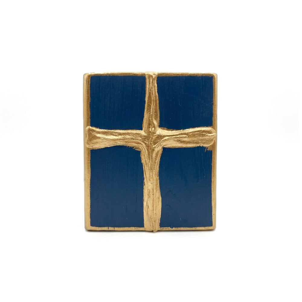 Ten Twenty Six Designs Hand Painted Gold Cross Art - Navy