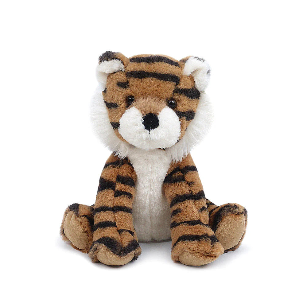 Plush tiger toy on a white background