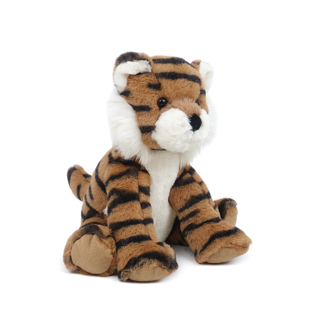 Plush tiger toy on a white background