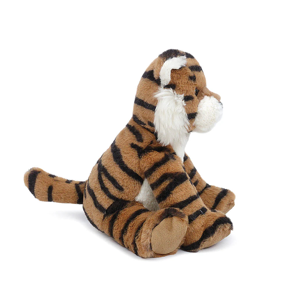 Plush tiger toy on a white background