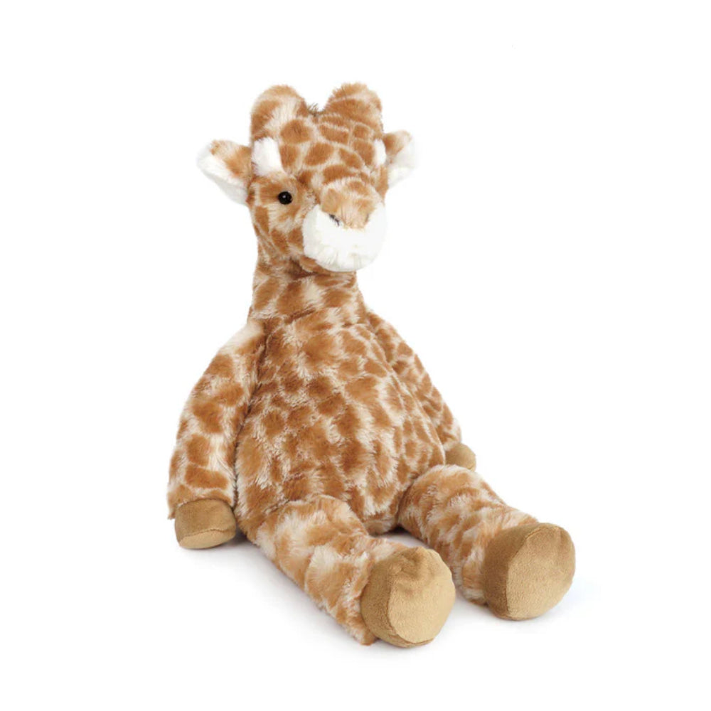 Plush giraffe toy on a white background