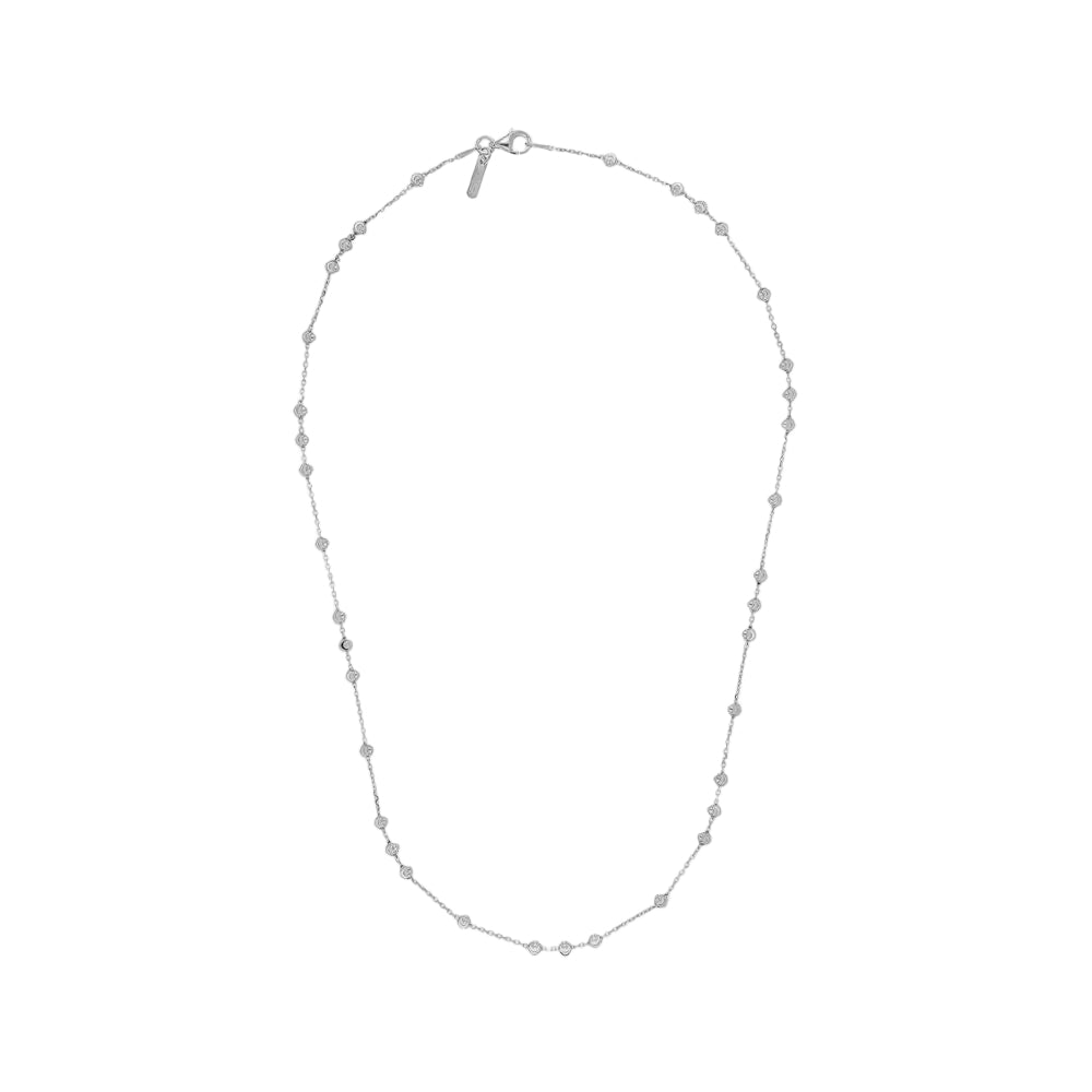 Desmos "Station Moon" Sterling Silver Diamond-Cut 3+1 Necklace 16"