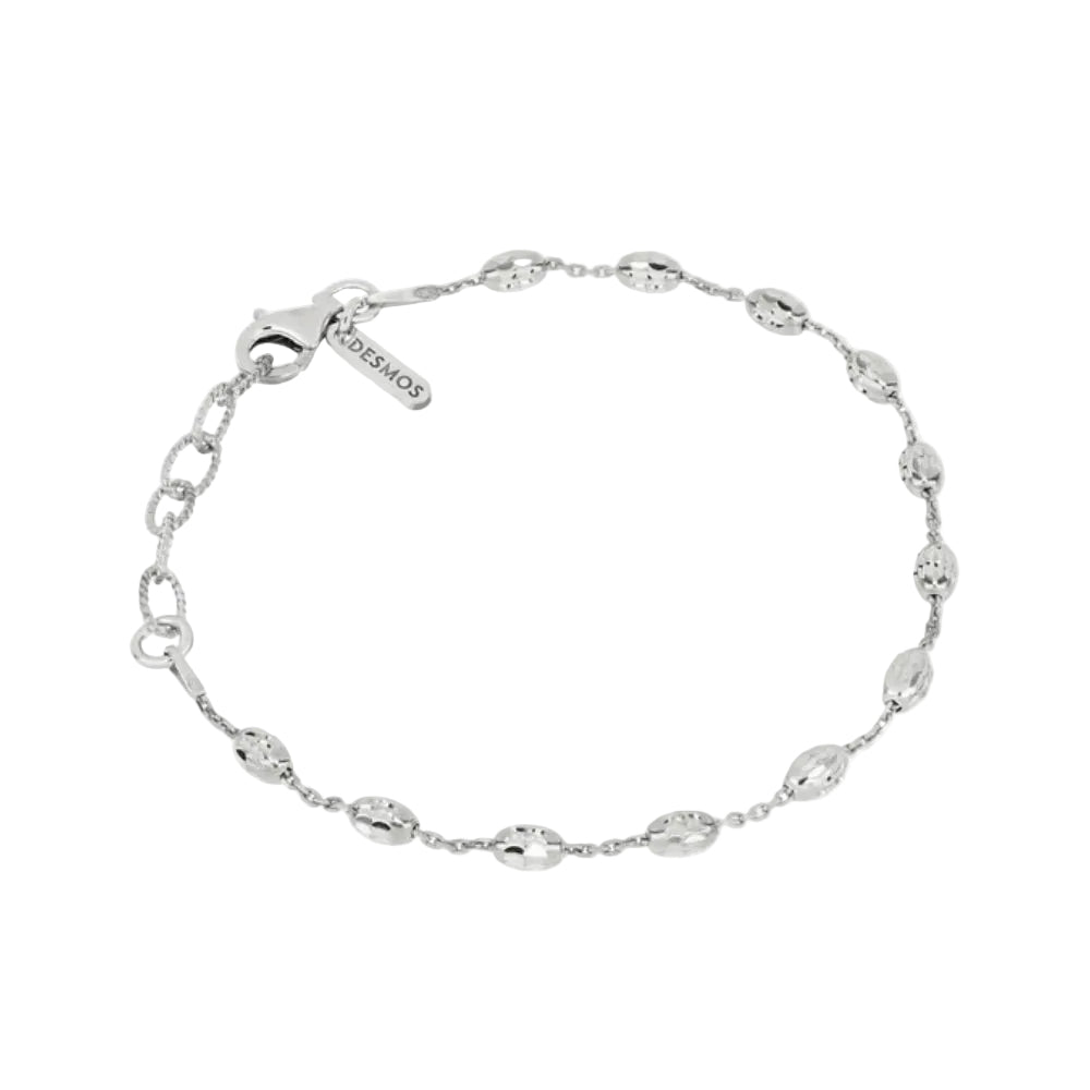 Silver bracelet with a clasp on a white background