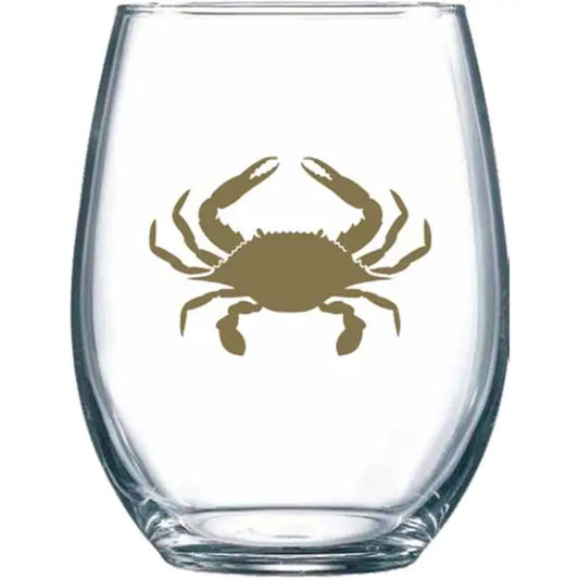 Stemless Glass - Gold Crab