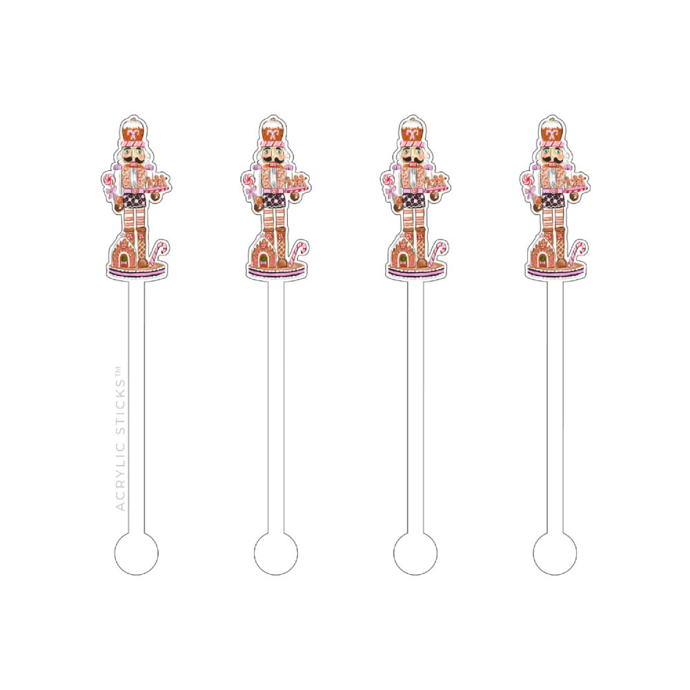 Acrylic Sticks Gingerbread Nutcracker Acrylic Stir Sticks-Set of 4